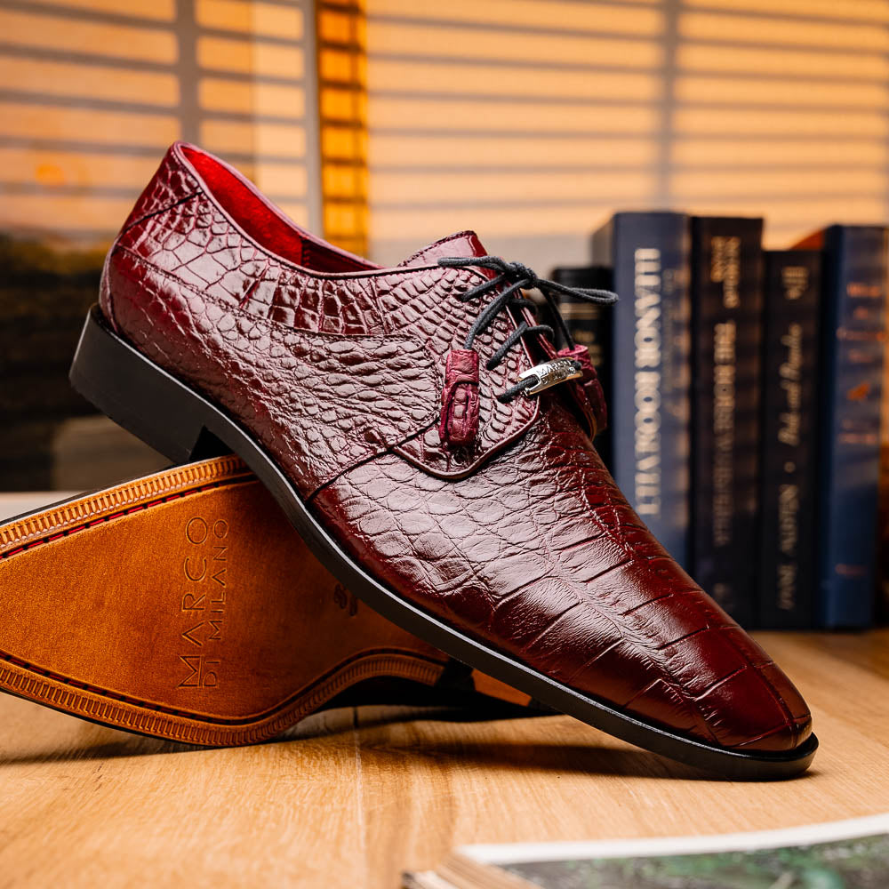 Marco Di Milano Fitipaldi Wine Alligator Derby Dress Shoes – Dudes
