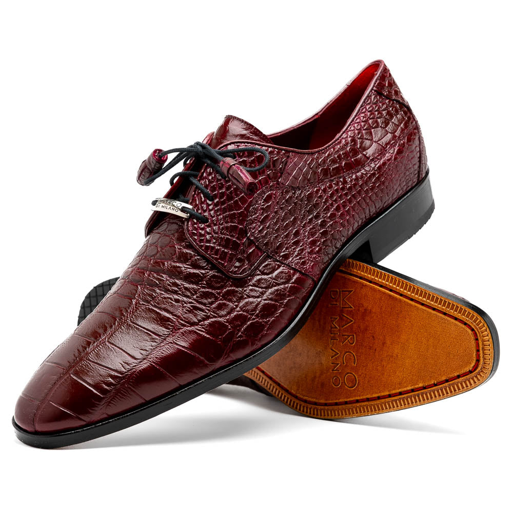 Marco Di Milano Fitipaldi Wine Alligator Derby Dress Shoes - Dudes Boutique