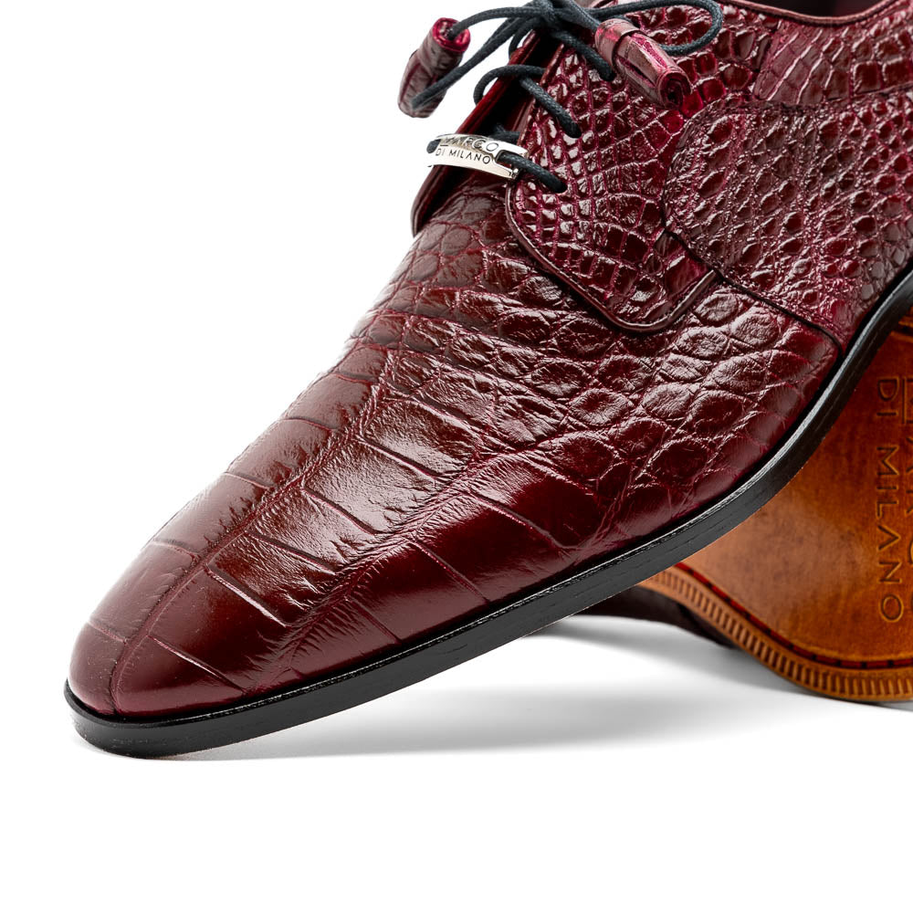 Marco Di Milano Fitipaldi Wine Alligator Derby Dress Shoes - Dudes Boutique