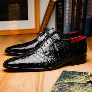 Marco Di Milano Fitipaldi Black Alligator Derby Dress Shoes - Dudes Boutique