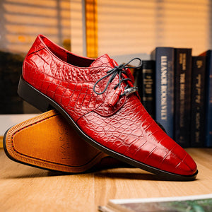 Marco Di Milano Fitipaldi Red Alligator Derby Dress Shoes - Dudes Boutique