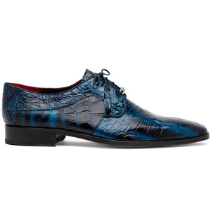 Marco Di Milano Fitipaldi Navy Alligator Derby Dress Shoes - Dudes Boutique