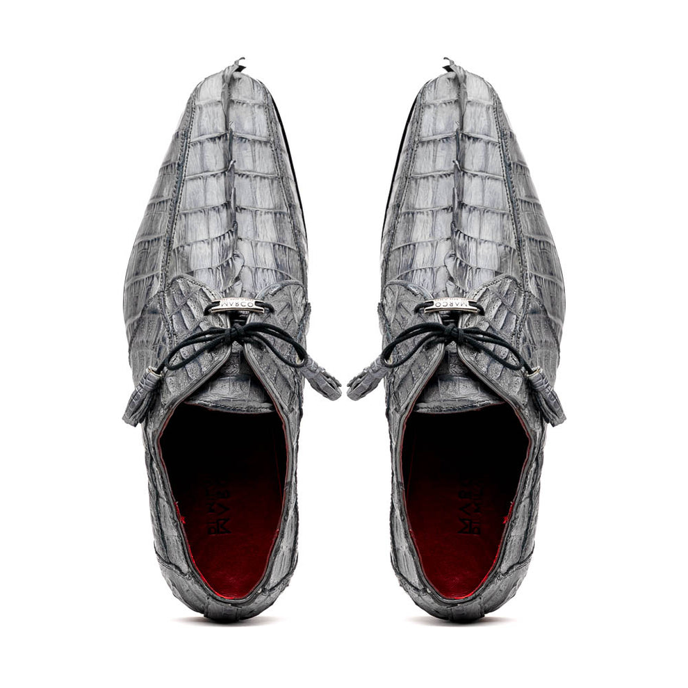 Marco Di Milano Cancun Grey Caiman Crocodile Tail Dress Shoes - Dudes Boutique