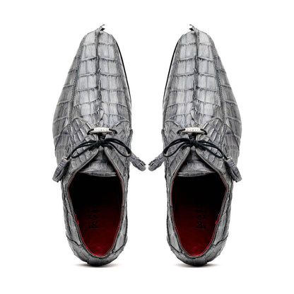 Marco Di Milano Cancun Grey Caiman Crocodile Tail Dress Shoes - Dudes Boutique