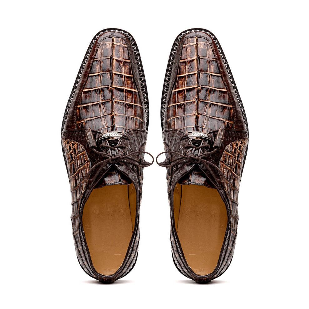 Marco Di Milano Caribe Brown Caiman Crocodile Tail Dress Shoes - Dudes Boutique