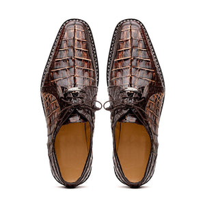 Marco Di Milano Caribe Brown Caiman Crocodile Tail Dress Shoes - Dudes Boutique