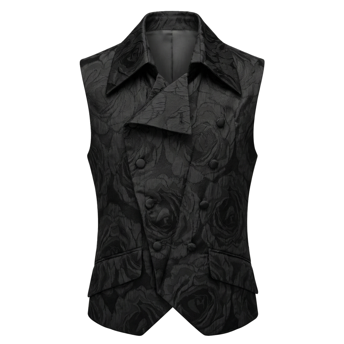 Angelino men's vest in black garden jacquard