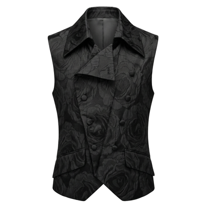 Angelino men's vest in black garden jacquard