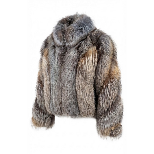 Kashani Women's Blue / Silver Fox Fur Jacket