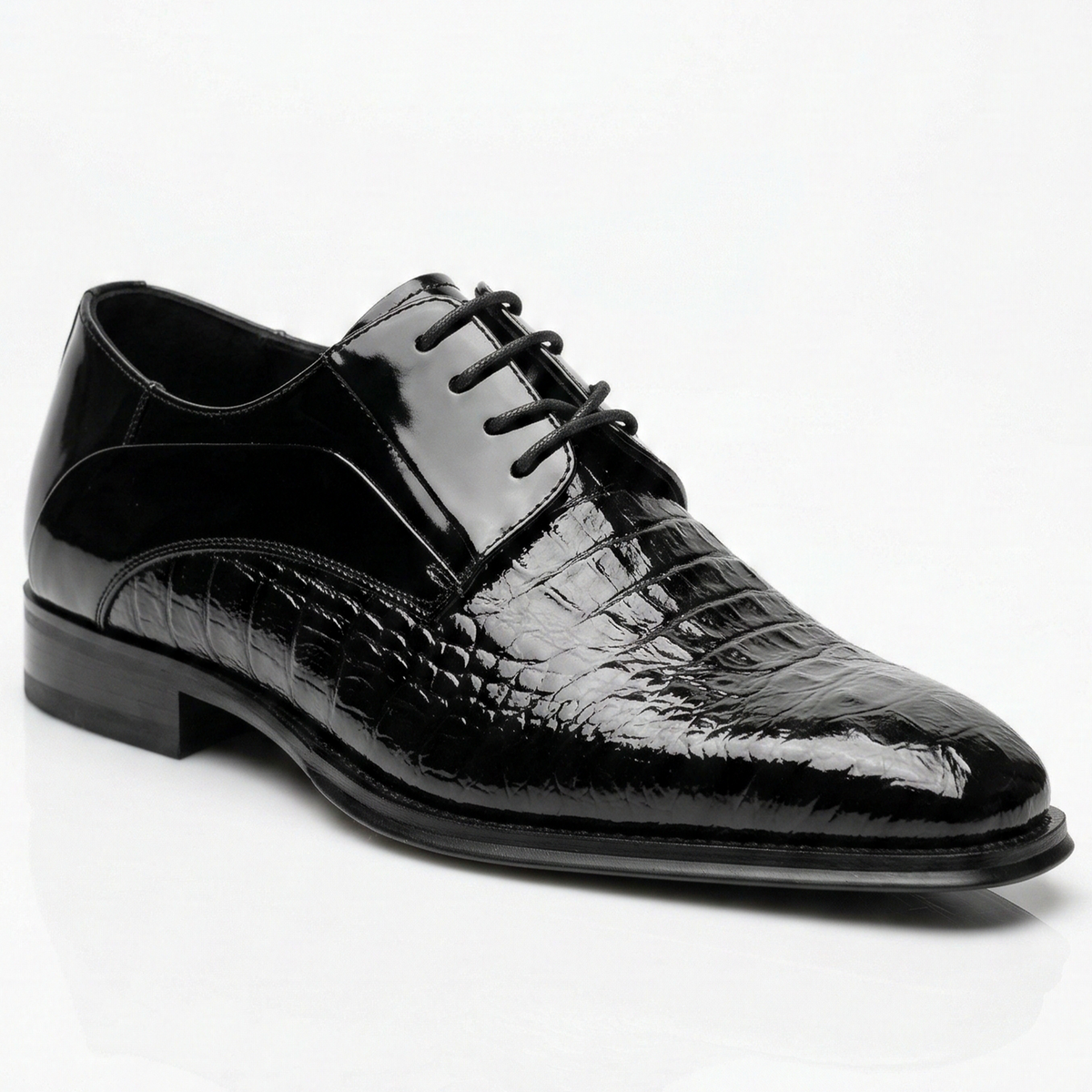 Giovanni Mason black embossed crocodile dress shoes