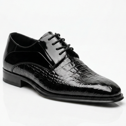 Giovanni Mason black embossed crocodile dress shoes