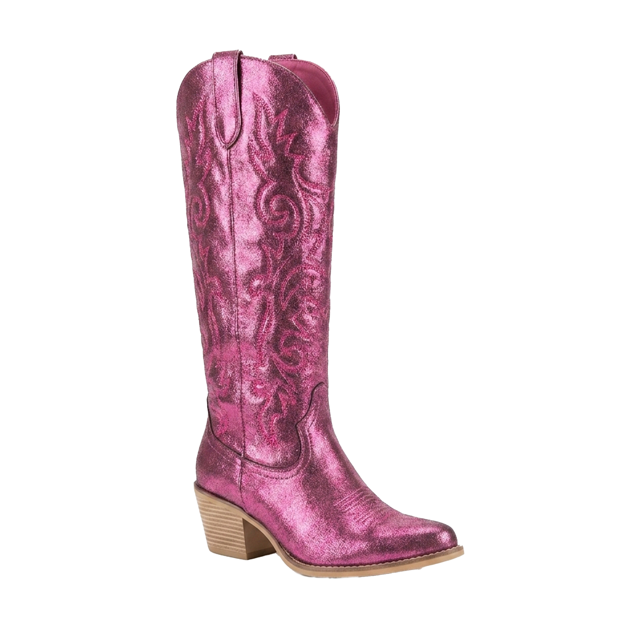 Pierre Dumas Metallic Fuchsia Crackle Knee-High Western Boots