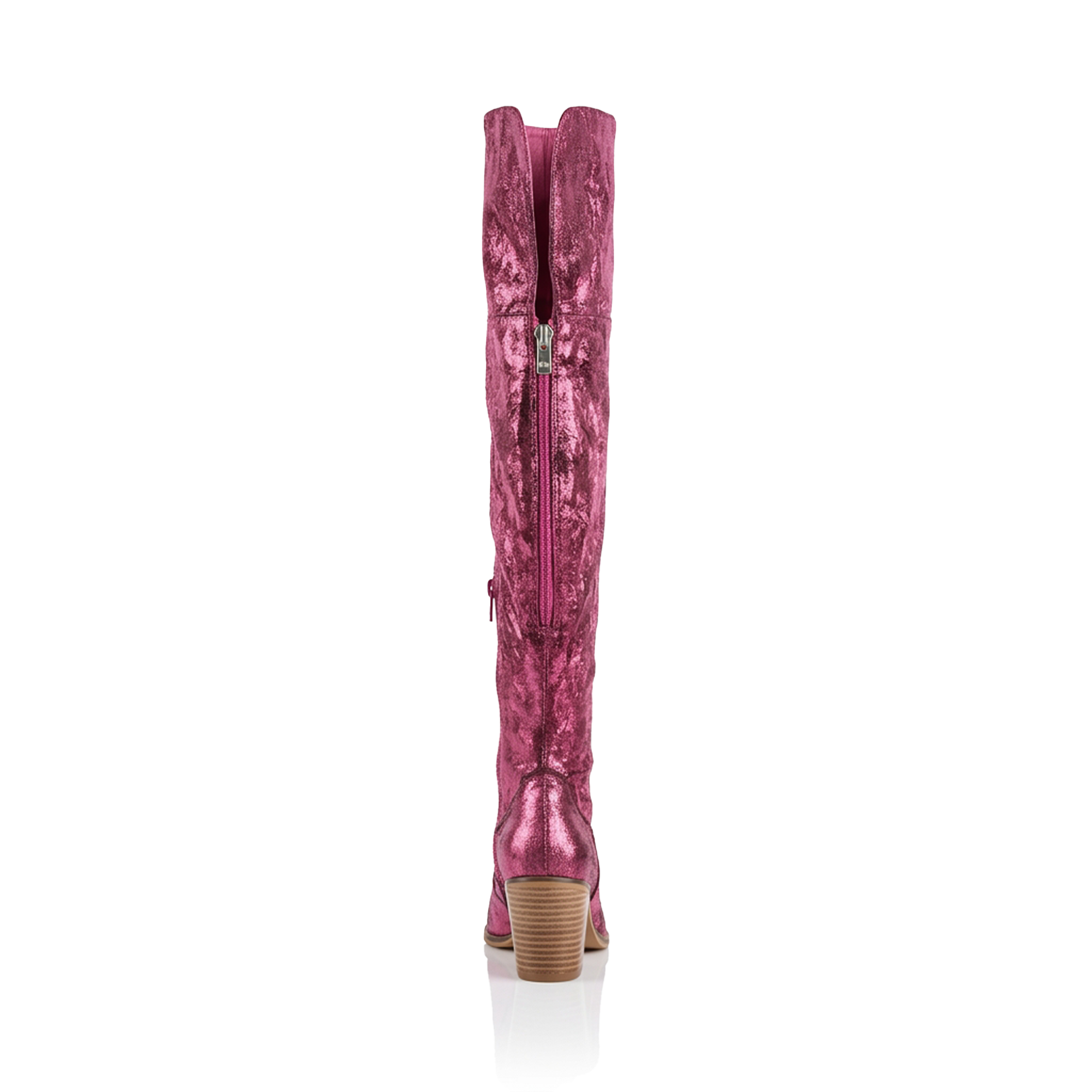 Pierre Dumas Metallic Fuchsia Crackle Knee-High Western Boots