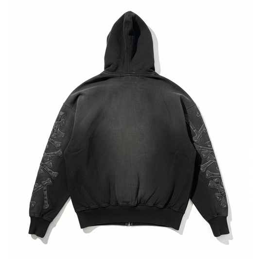 Hudson Black Colere Bones Studded Full Zip-Up Hoodie