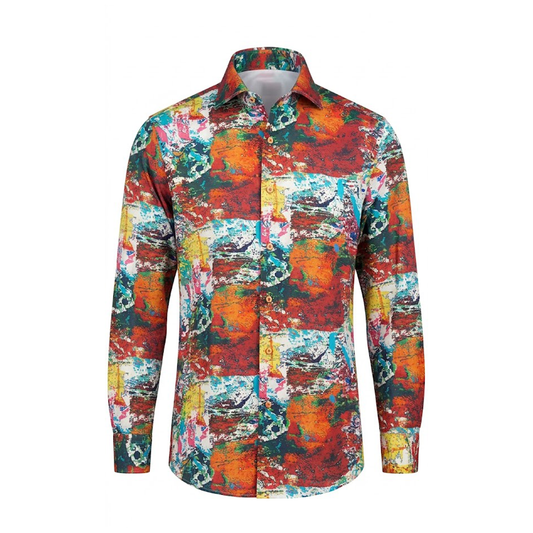 Leoni P608 Multi Color Paint Button Up Shirt