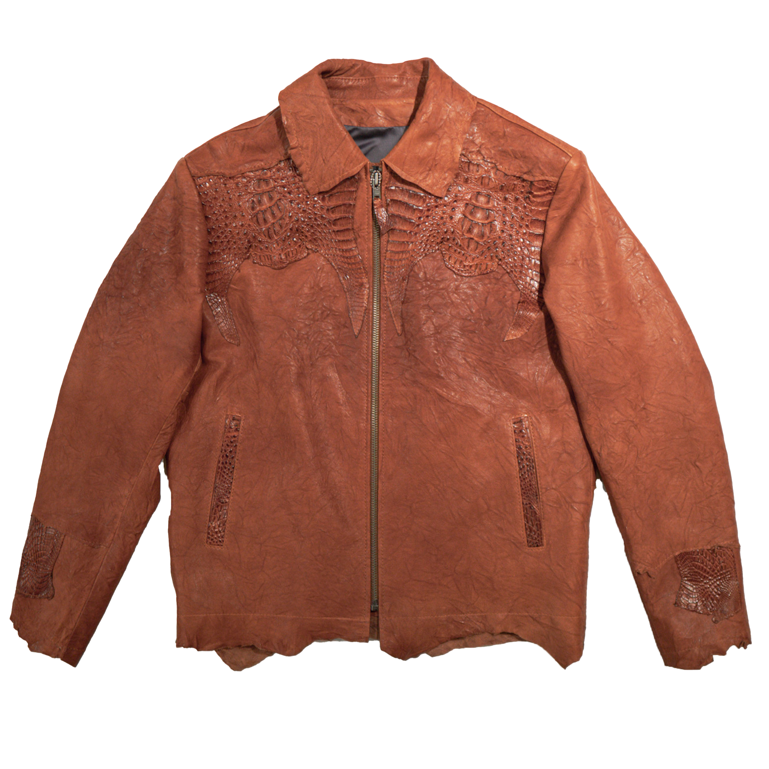 Kashani Cognac Raw Cut Hornback Alligator Jacket - Dudes Boutique