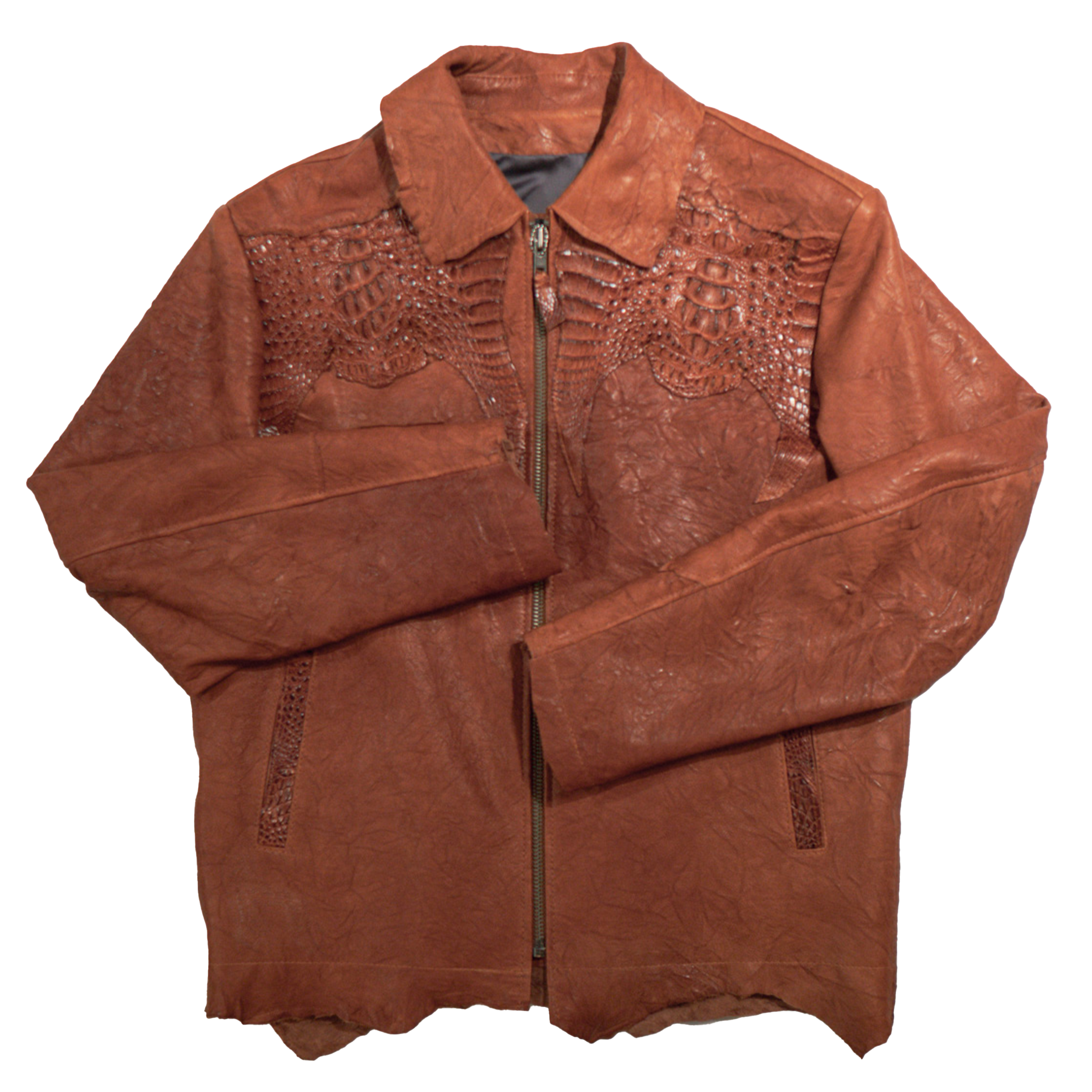 Kashani Cognac Raw Cut Hornback Alligator Jacket - Dudes Boutique