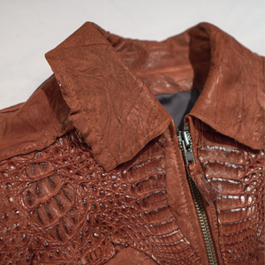 Kashani Cognac Raw Cut Hornback Alligator Jacket - Dudes Boutique