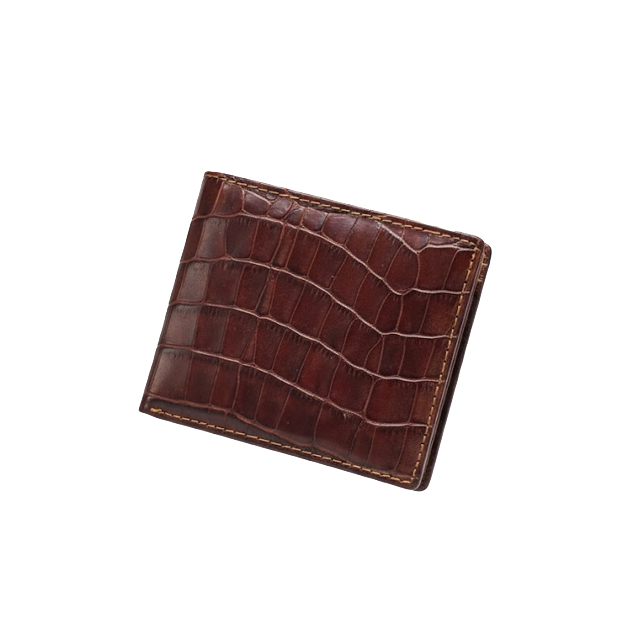 Kashani Coffee Embossed Gator Leather Wallet