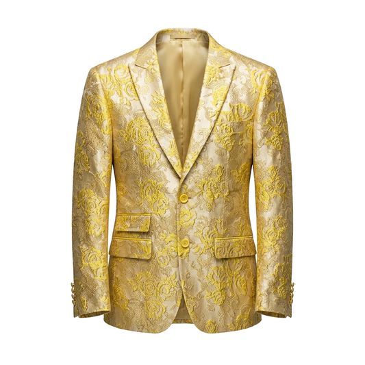 Inserch Gold Floral Jacquard Blazer