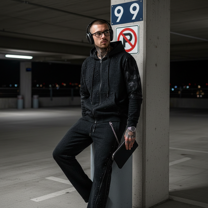 Midnight Roar Sweatsuit - CENTURY PENTHOUSE - BLACK