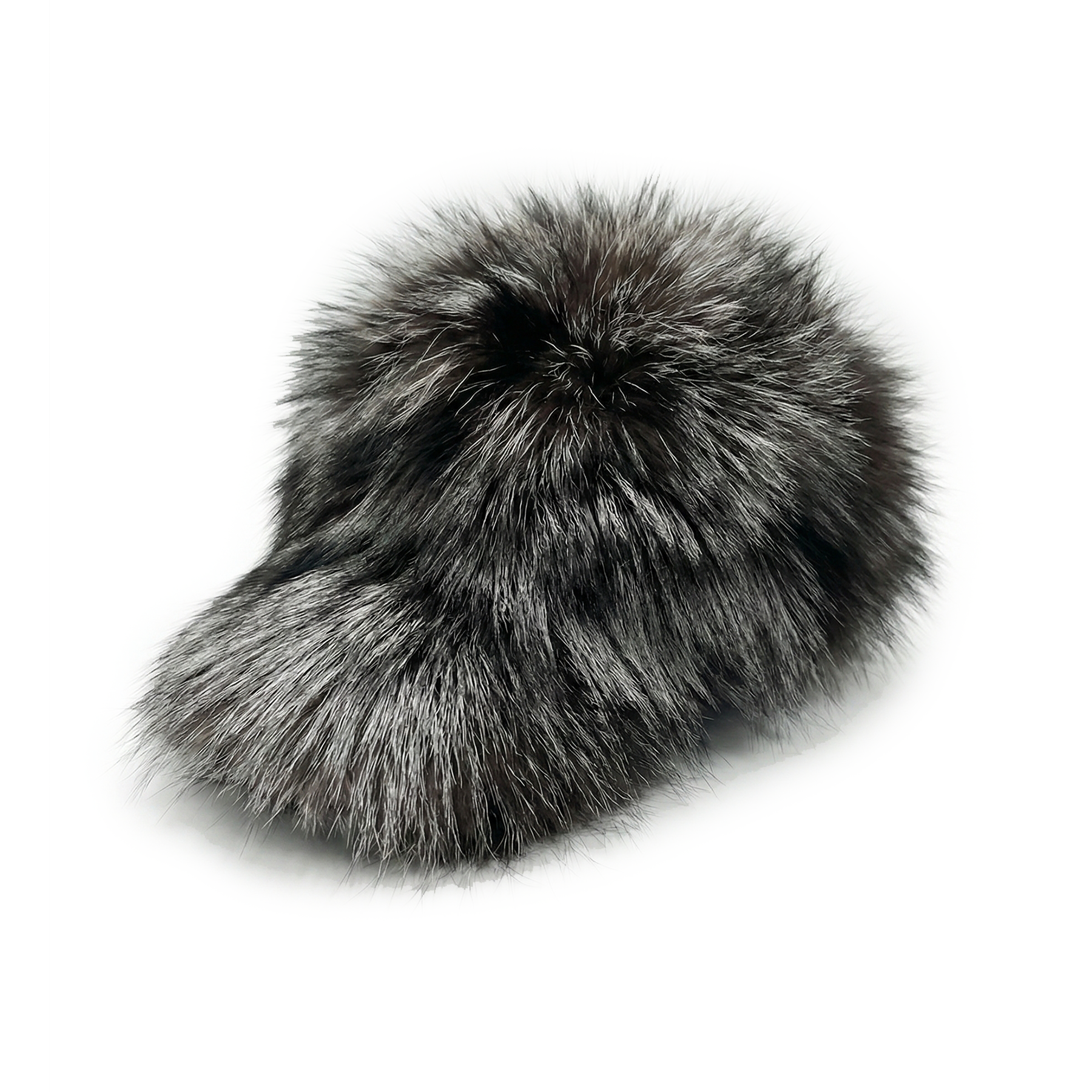 Kashani Oversized Silver Fox Fur Baseball Hat