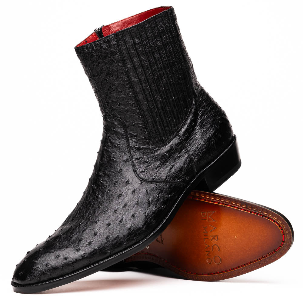 Marco Di Milano Giorgio Black Ostrich Quill Dress Boots - Dudes Boutique