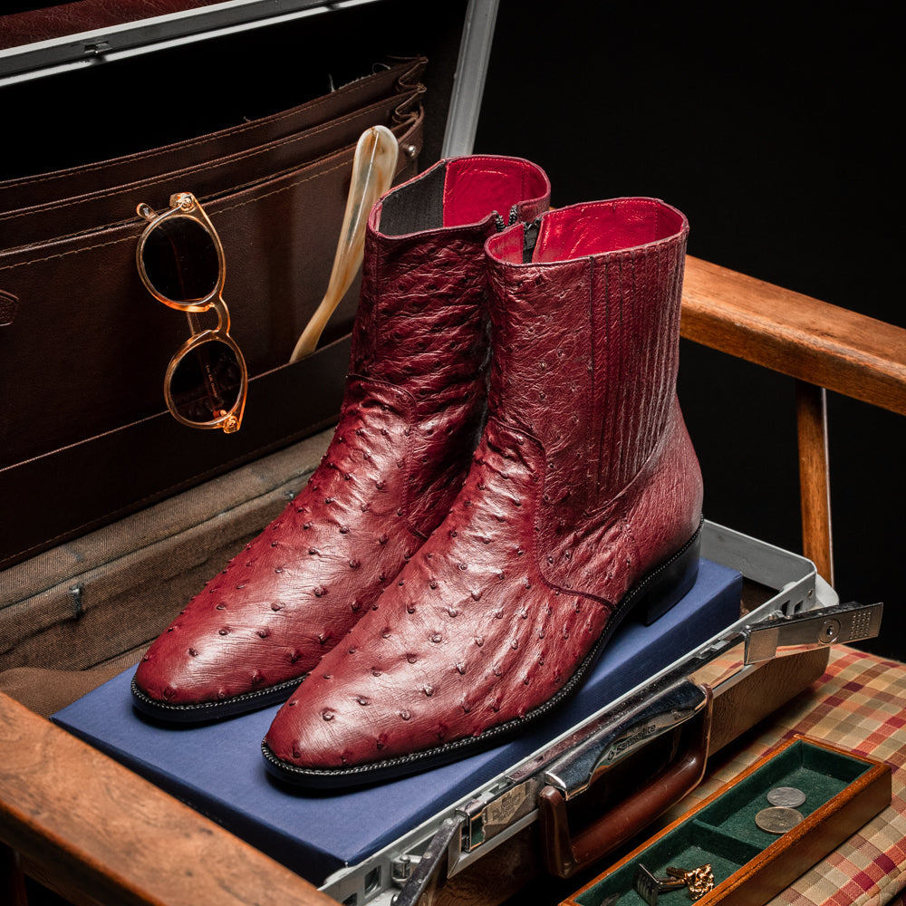 Marco Di Milano Giorgio Wine Ostrich Quill Boot