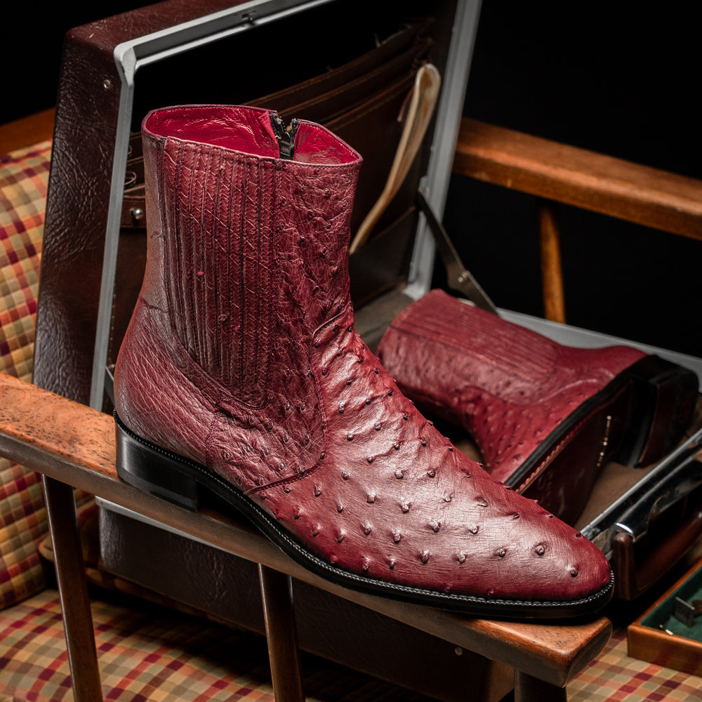 Marco Di Milano Giorgio Wine Ostrich Quill Boot