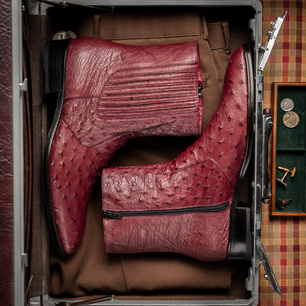 Marco Di Milano Giorgio Wine Ostrich Quill Boot