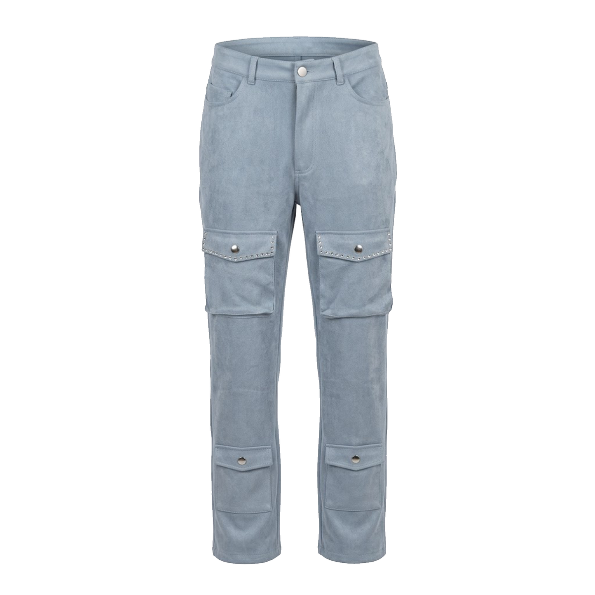Copper Rivet Blue Studded Faux Suede Pants