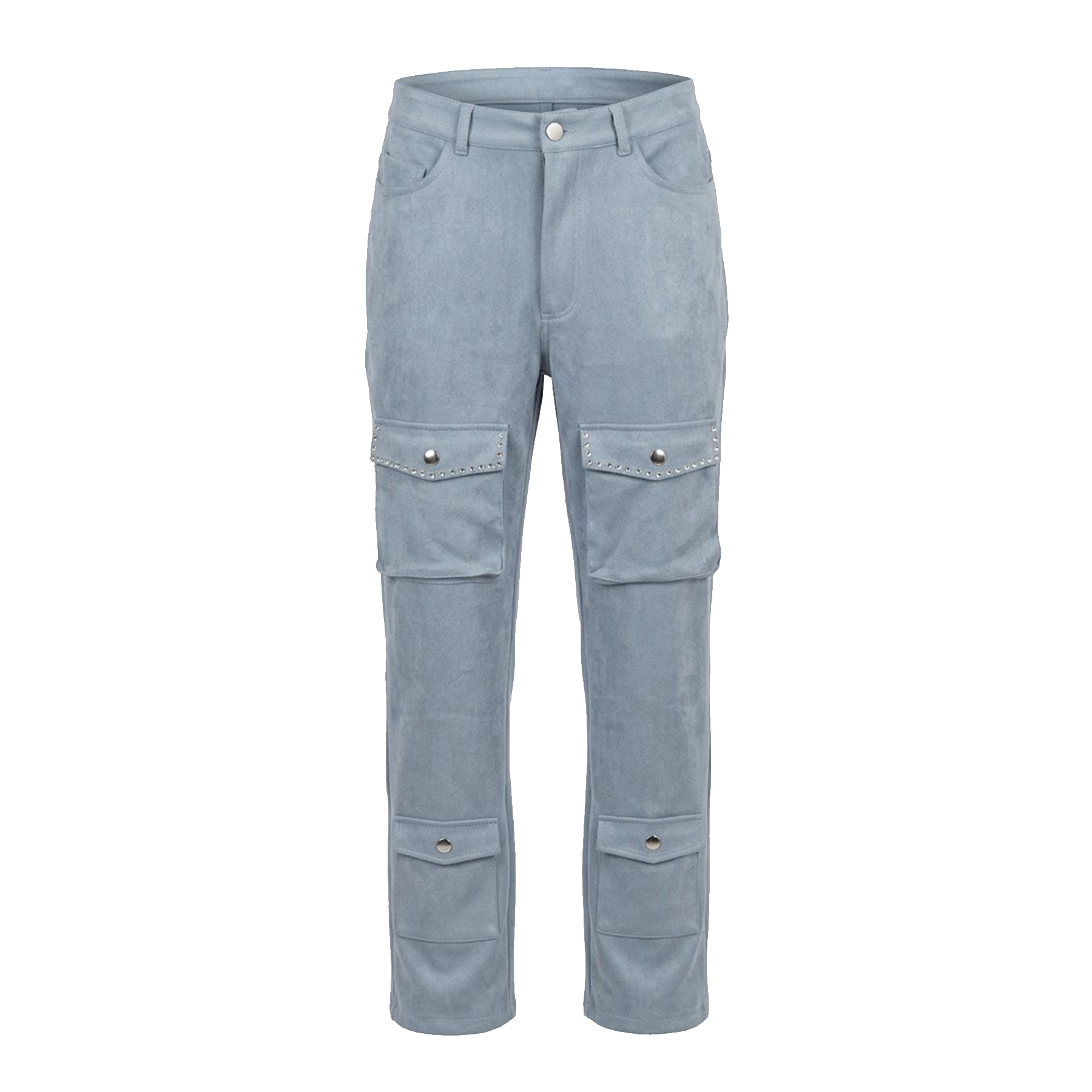 Copper Rivet Blue Studded Faux Suede Pants