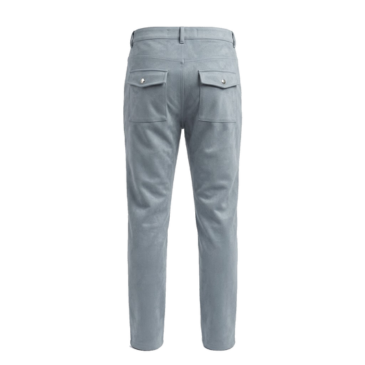 Copper Rivet Blue Studded Faux Suede Pants