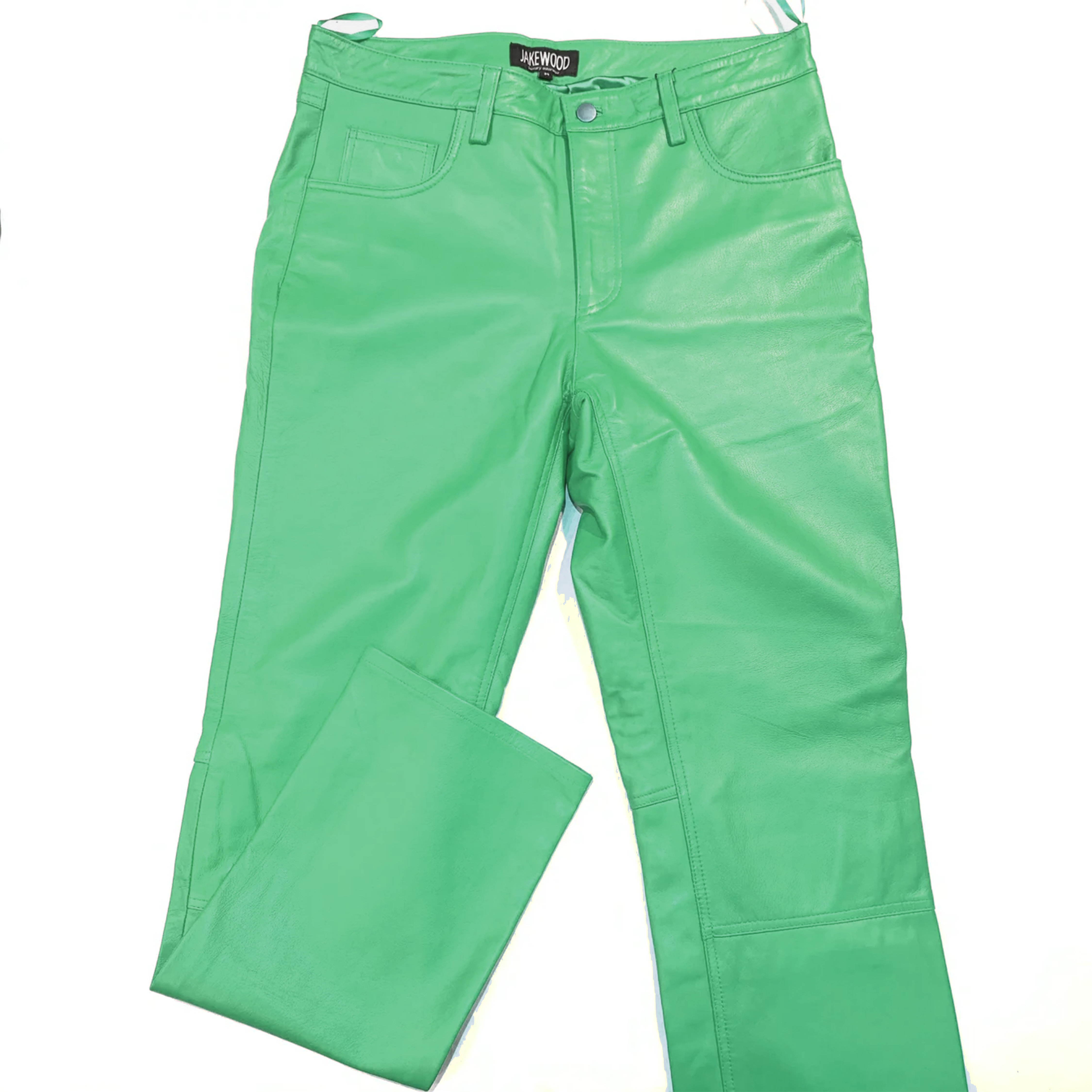 Kashani Men's Mint Green Lambskin Straight Cut Leather Pants - Dudes Boutique