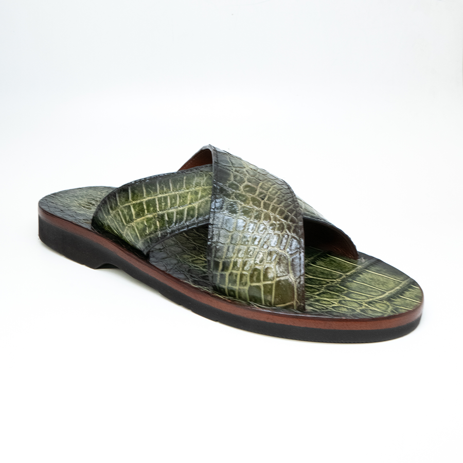 Marco Di Milano Elio Hand Painted Green All Over Alligator Sandals - Dudes Boutique