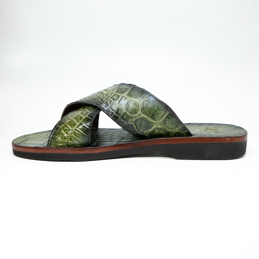 Marco Di Milano Elio Hand Painted Green All Over Alligator Sandals - Dudes Boutique