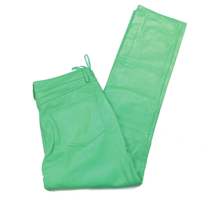 Kashani Men's Mint Green Lambskin Straight Cut Leather Pants - Dudes Boutique