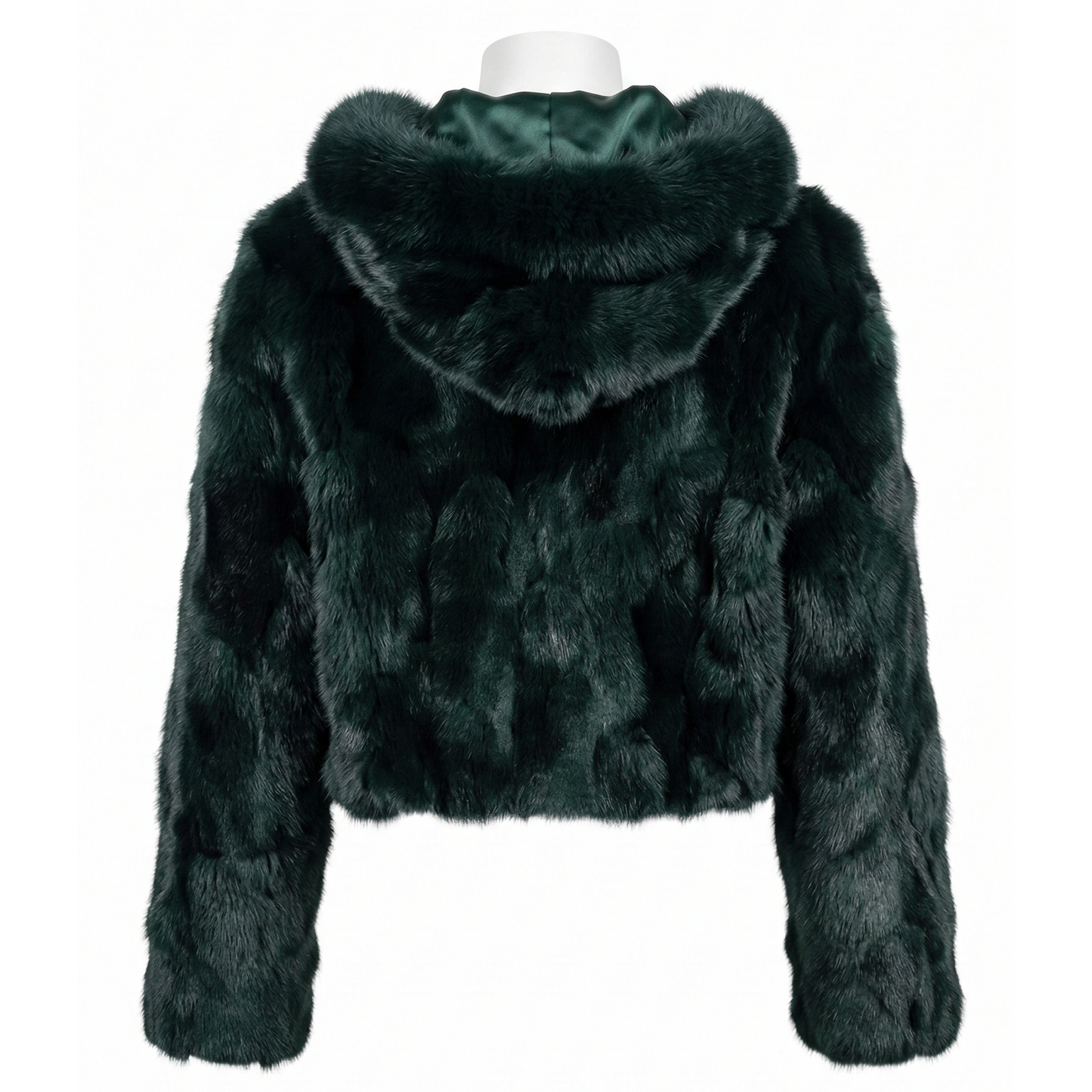 Kashani Women's Green Fox Fur Cropped Coat