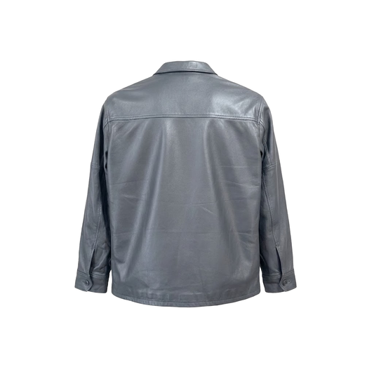 Kashani Men's Grey Lambskin Button-Up Shirt