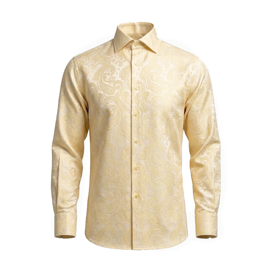 Leoni 503 Yellow Paisley Button Up Shirt