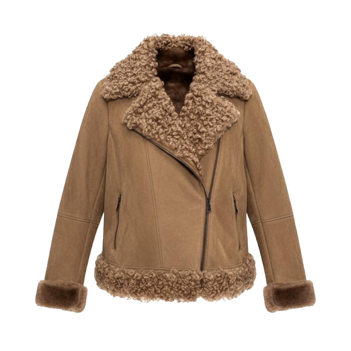 Kashani women's brown suede Mongolian lamb shearling coat
