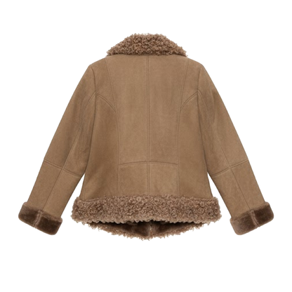 Kashani women's brown suede Mongolian lamb shearling coat