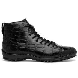 Marco Di Milano Hermond Black Alligator High-Top Sneakers - Dudes Boutique