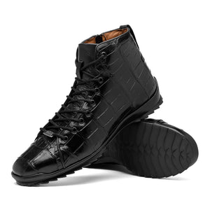 Marco Di Milano Hermond Black Alligator High-Top Sneakers - Dudes Boutique