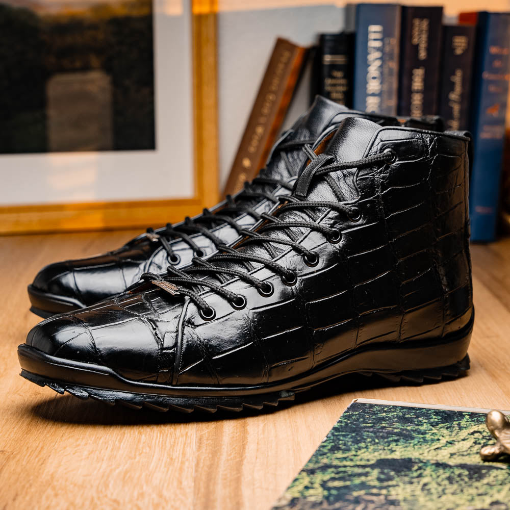 Marco Di Milano Hermond Black Alligator High-Top Sneakers - Dudes Boutique