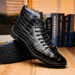 Marco Di Milano Hermond Black Alligator High-Top Sneakers - Dudes Boutique