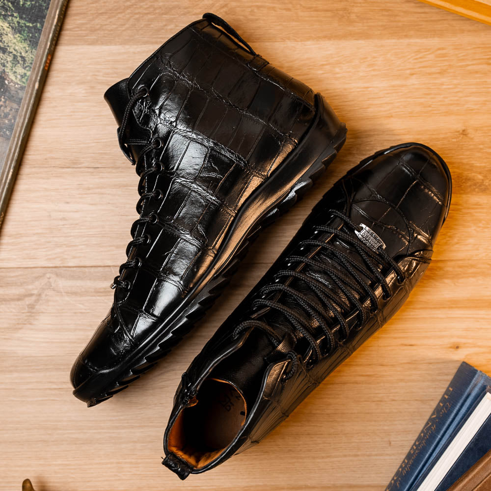 Marco Di Milano Hermond Black Alligator High-Top Sneakers - Dudes Boutique