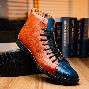 Marco Di Milano Hermond Blue Jeans/Honey Alligator High-Top Sneakers - Dudes Boutique