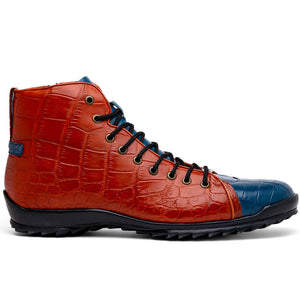 Marco Di Milano Hermond Blue Jeans/Honey Alligator High-Top Sneakers - Dudes Boutique