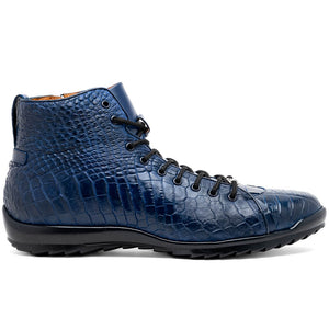 Marco Di Milano Hermond Navy Alligator High-Top Sneakers - Dudes Boutique